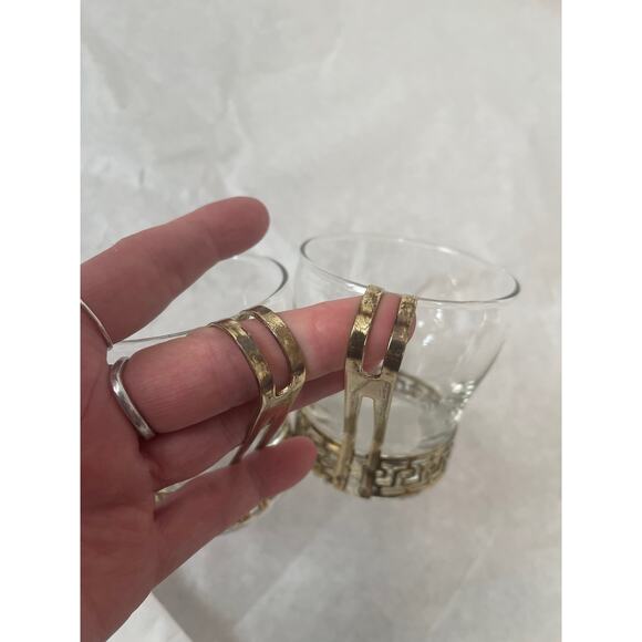 Libbey Glass Vintage Continental Gold Greek Key Coffee Tea Cups - Picture 7 of 8